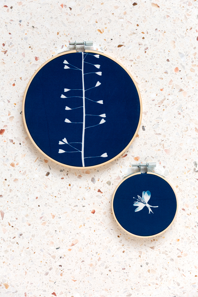 Cyanotype Herderstasje in borduurring M